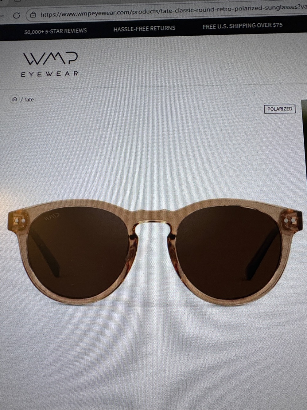 WMP Eyewear Tate Round Sunglasses in Light Crystal Brown